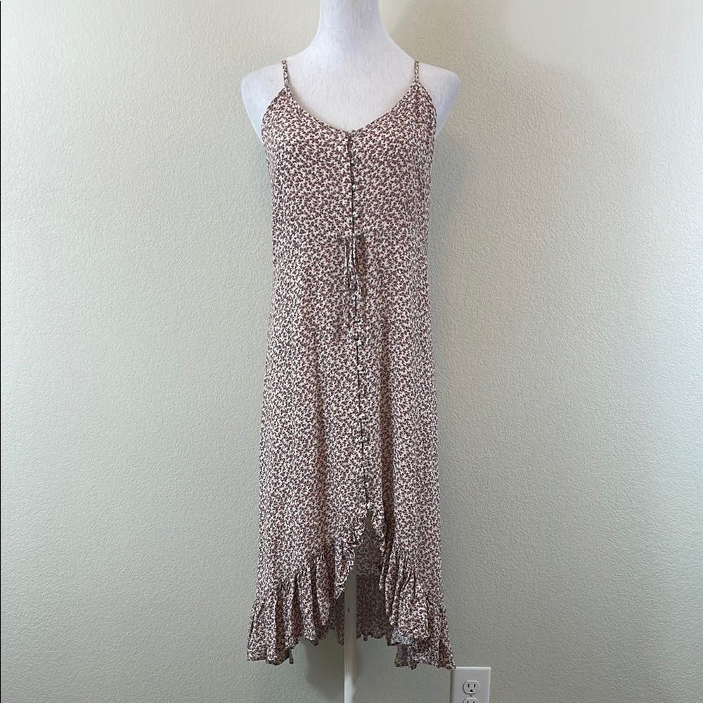 Rails Pink Floral High Low Ruffled Sundress with Spaghetti Straps Medium‎